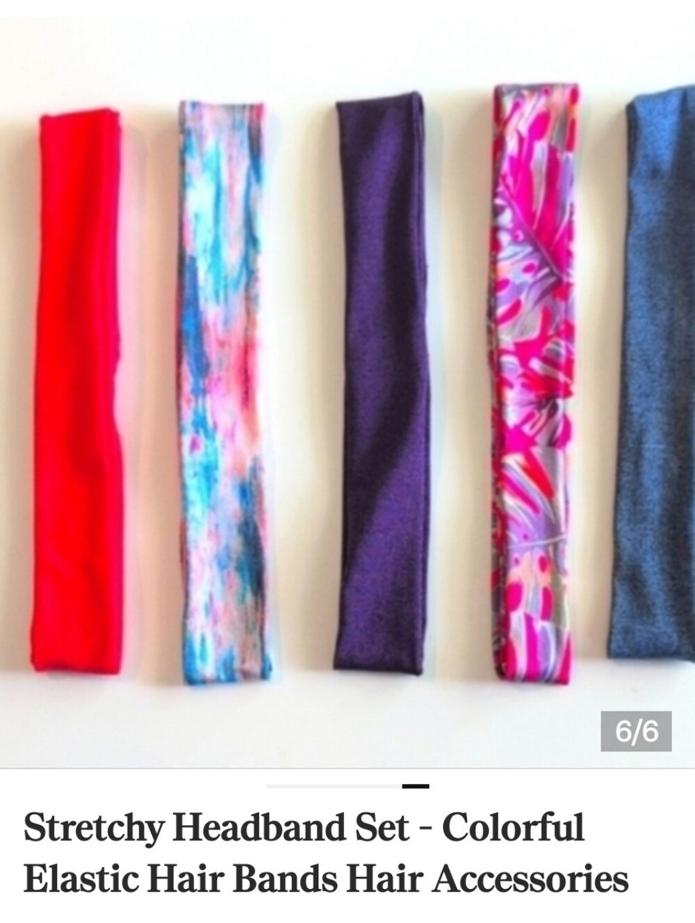 5 Headband Colorful Elastic Hair Bands Hair Accessories Pink Purple Preppy - Picture 2 of 5